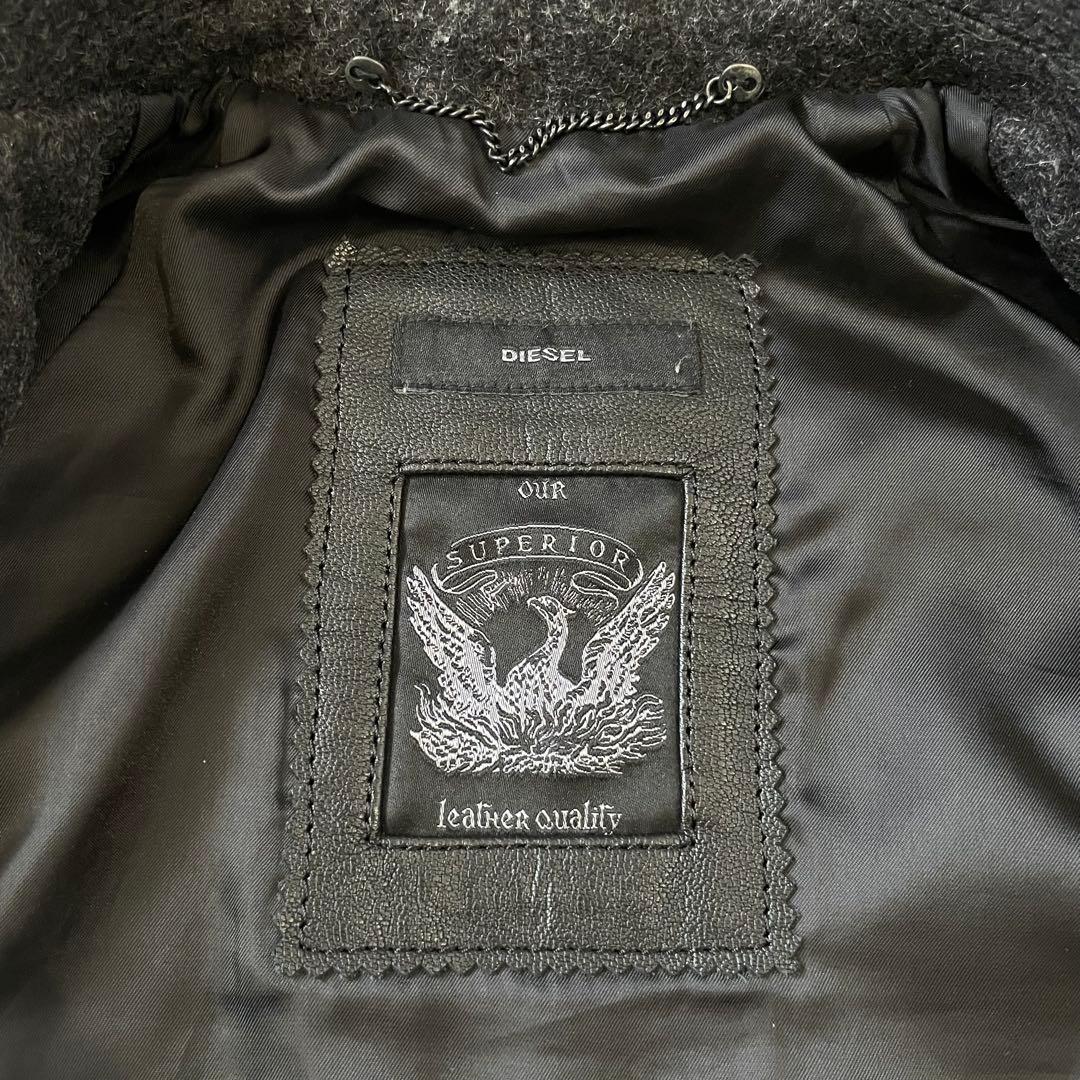 極美品✨DIESEL ディーゼル ウール ラムレザー スタジャン D刺繍 希少