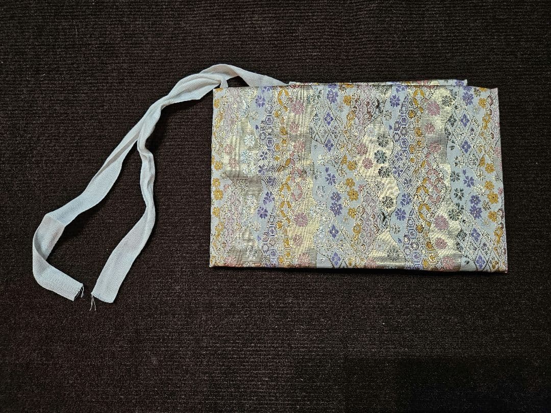 美品 七五三 結び·はこせこセット 7歳 結び帯 作り帯 白/曇取り　七歳用