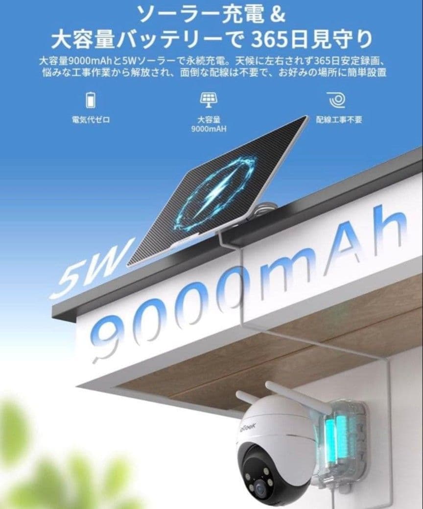 新品未使用 防犯カメラ ZX－GX4S　SDカード付128GB　ソーラー充電