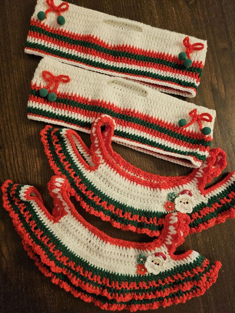 ラボット服ハンドメイド　クリスマス服　帽子×２セット