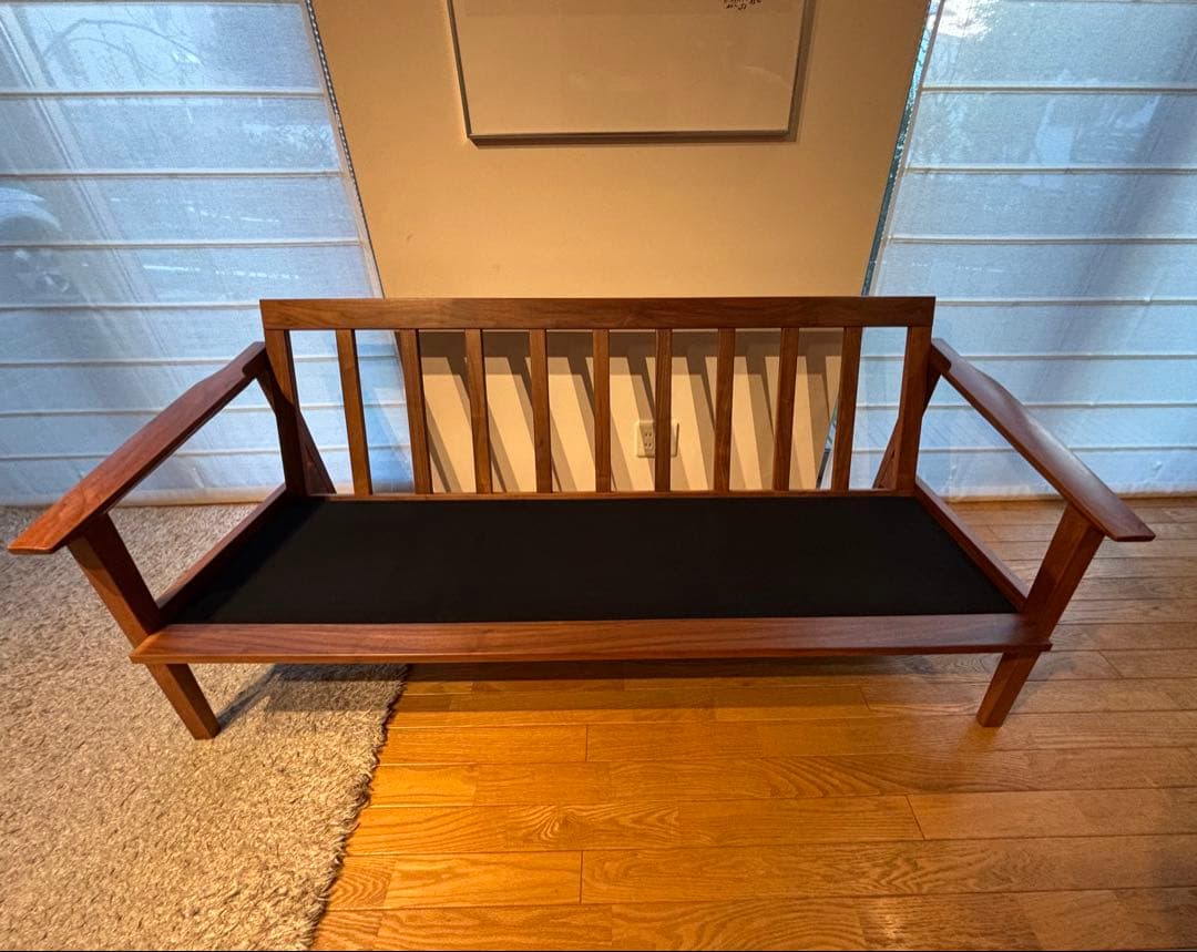 ナガノインテリア3Pソファ ウォールナット無垢材 美品