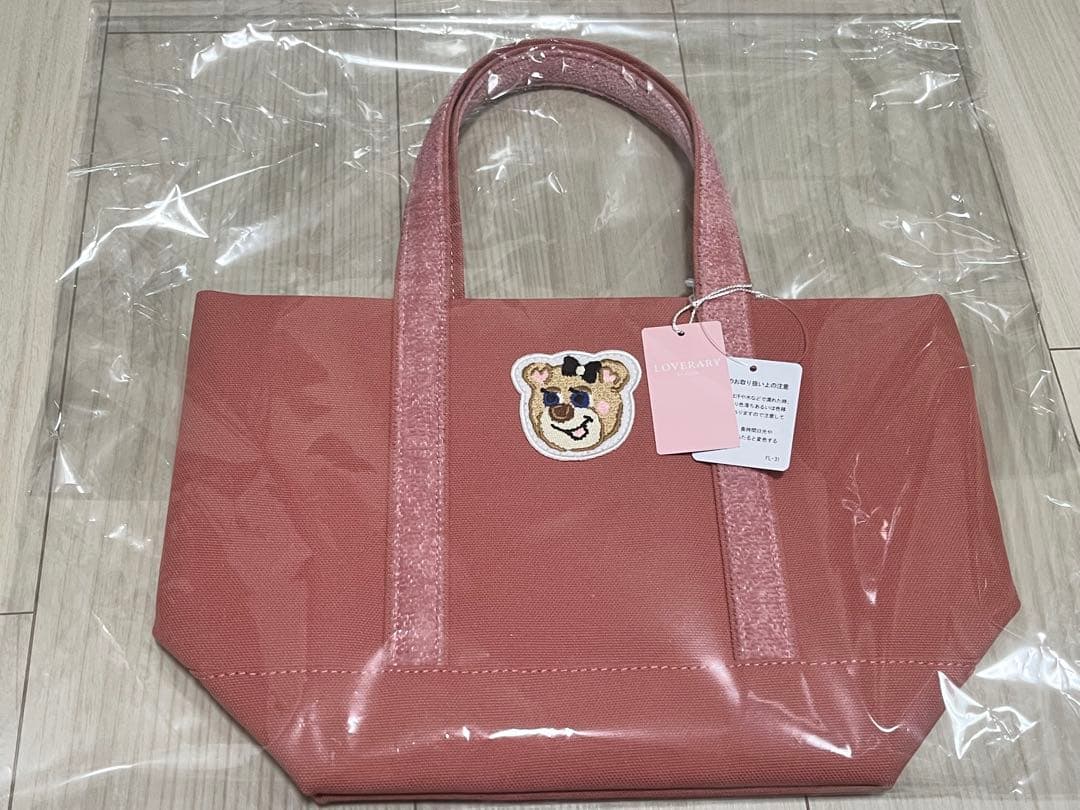 ラブラリーバイフェイラーオールドテディガールワッペントートバッグピンク小サイズ