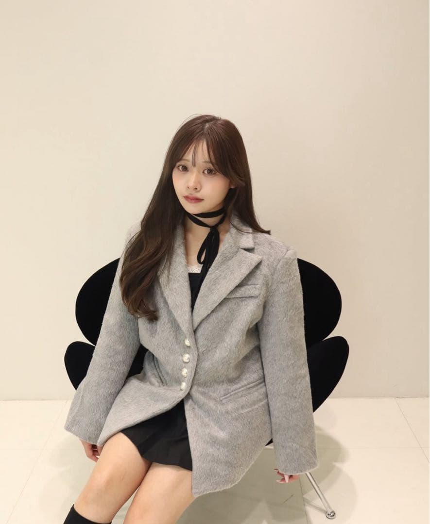 【 ♡̷ 】pellsiana シャギージャケット グレー