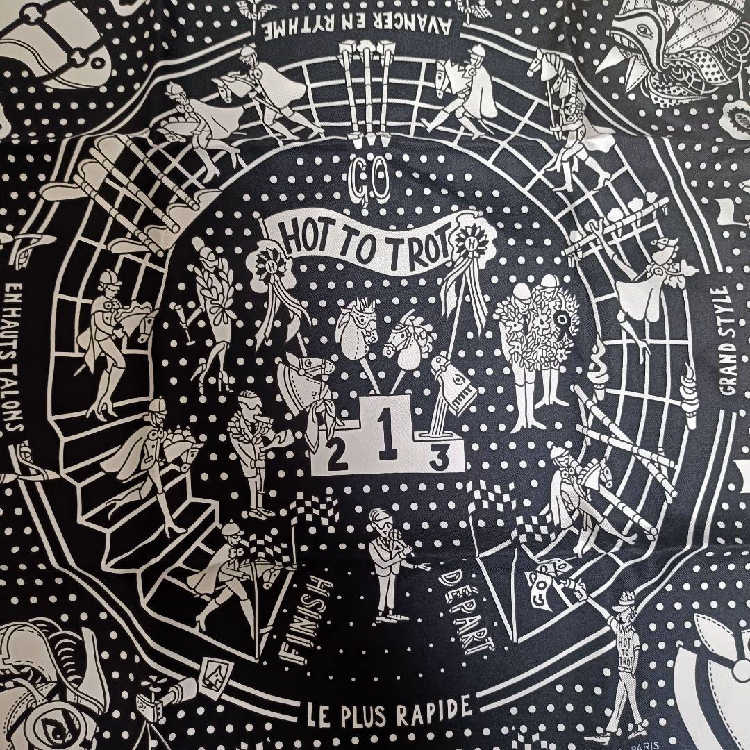 【新品未使用タグつき】エルメス　スカーフ　カレ　55 シルク　ブラック×ホワイト