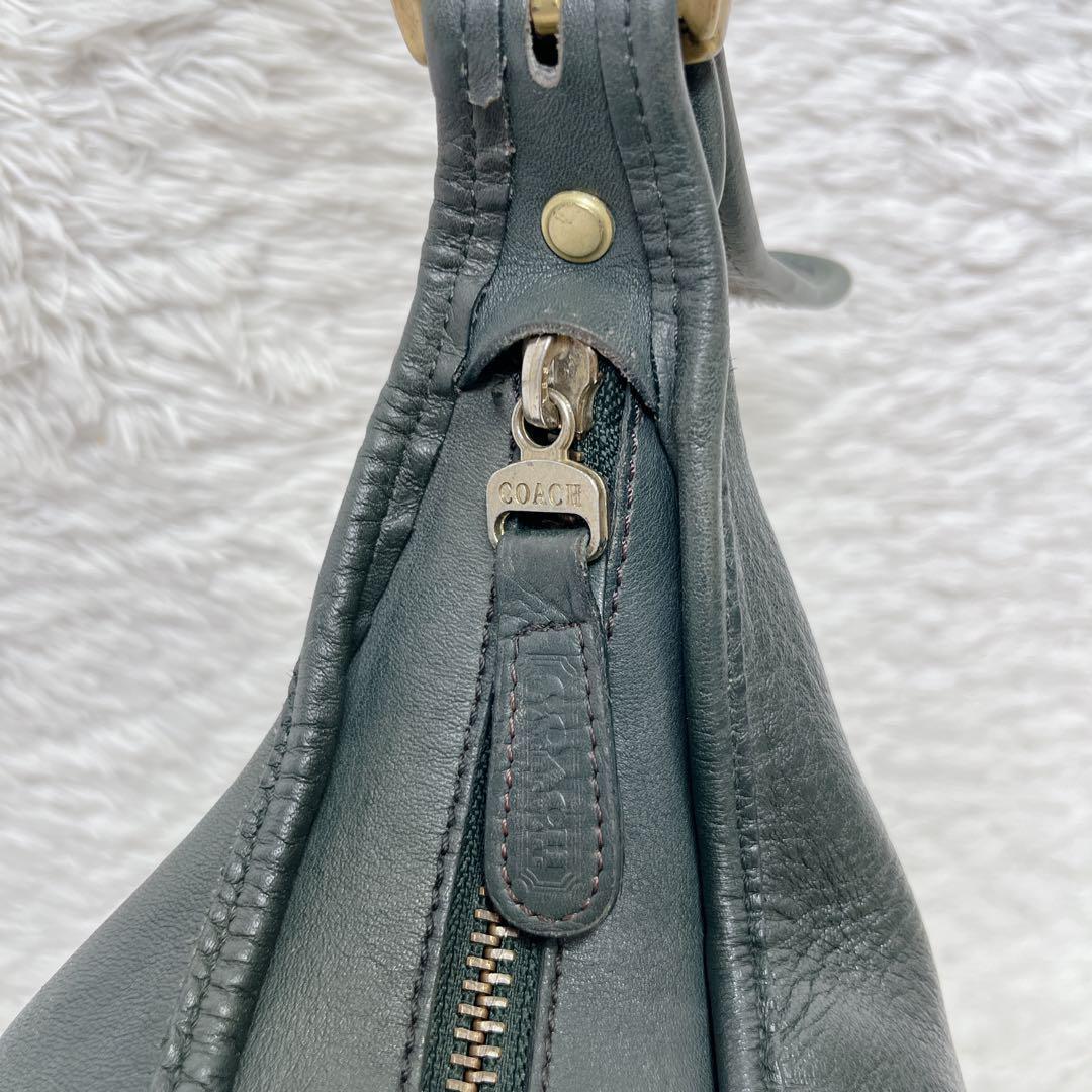 希少色　オールドコーチ　バケツ型　レザー　ショルダーバッグ　ダークグリーン