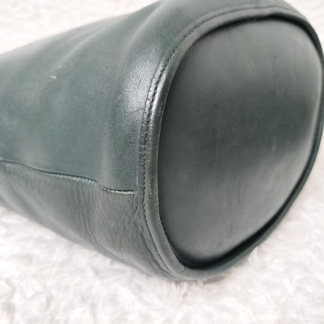 希少色　オールドコーチ　バケツ型　レザー　ショルダーバッグ　ダークグリーン