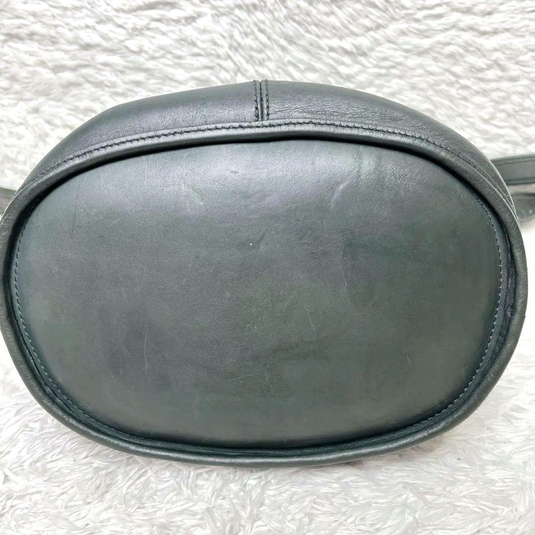 希少色　オールドコーチ　バケツ型　レザー　ショルダーバッグ　ダークグリーン