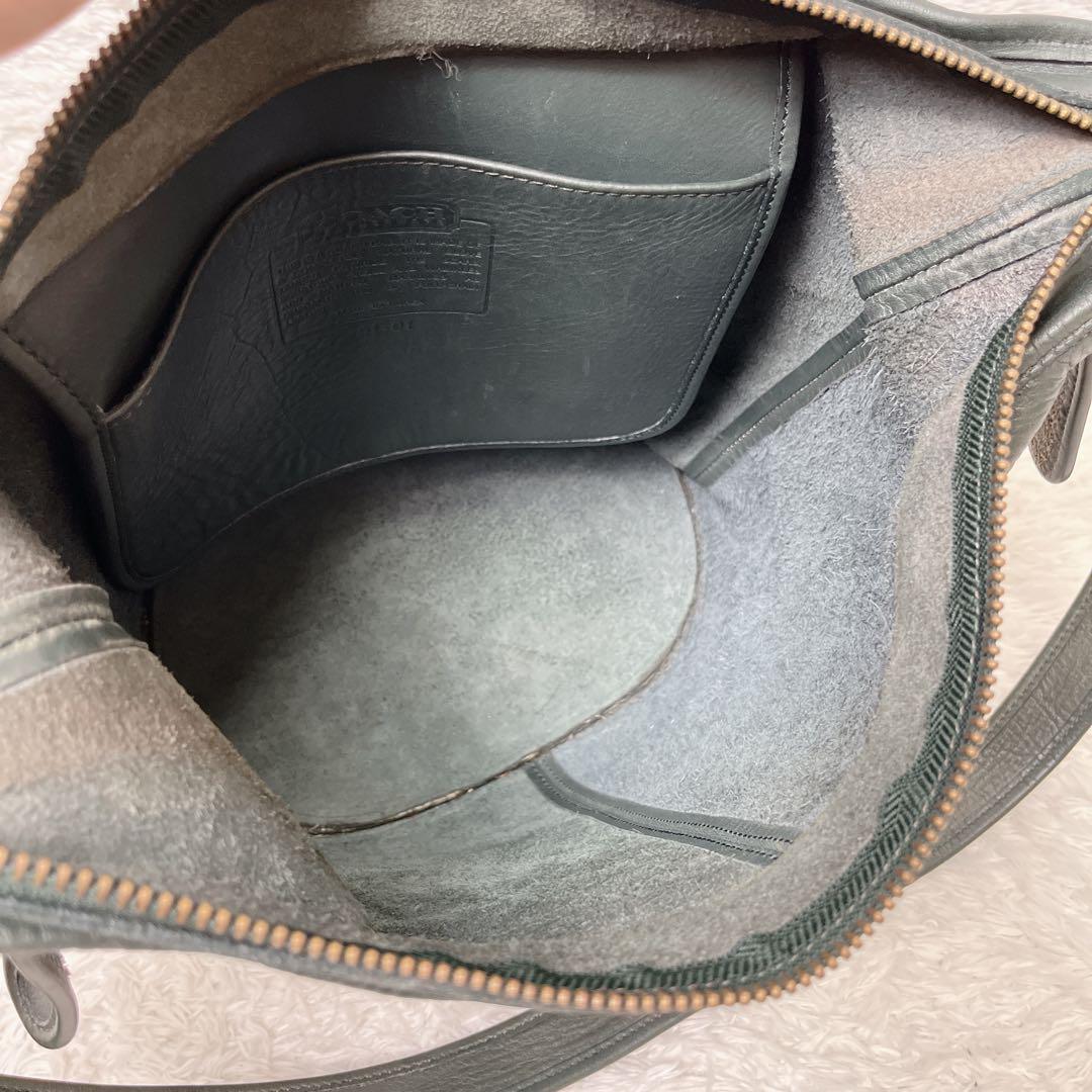 希少色　オールドコーチ　バケツ型　レザー　ショルダーバッグ　ダークグリーン