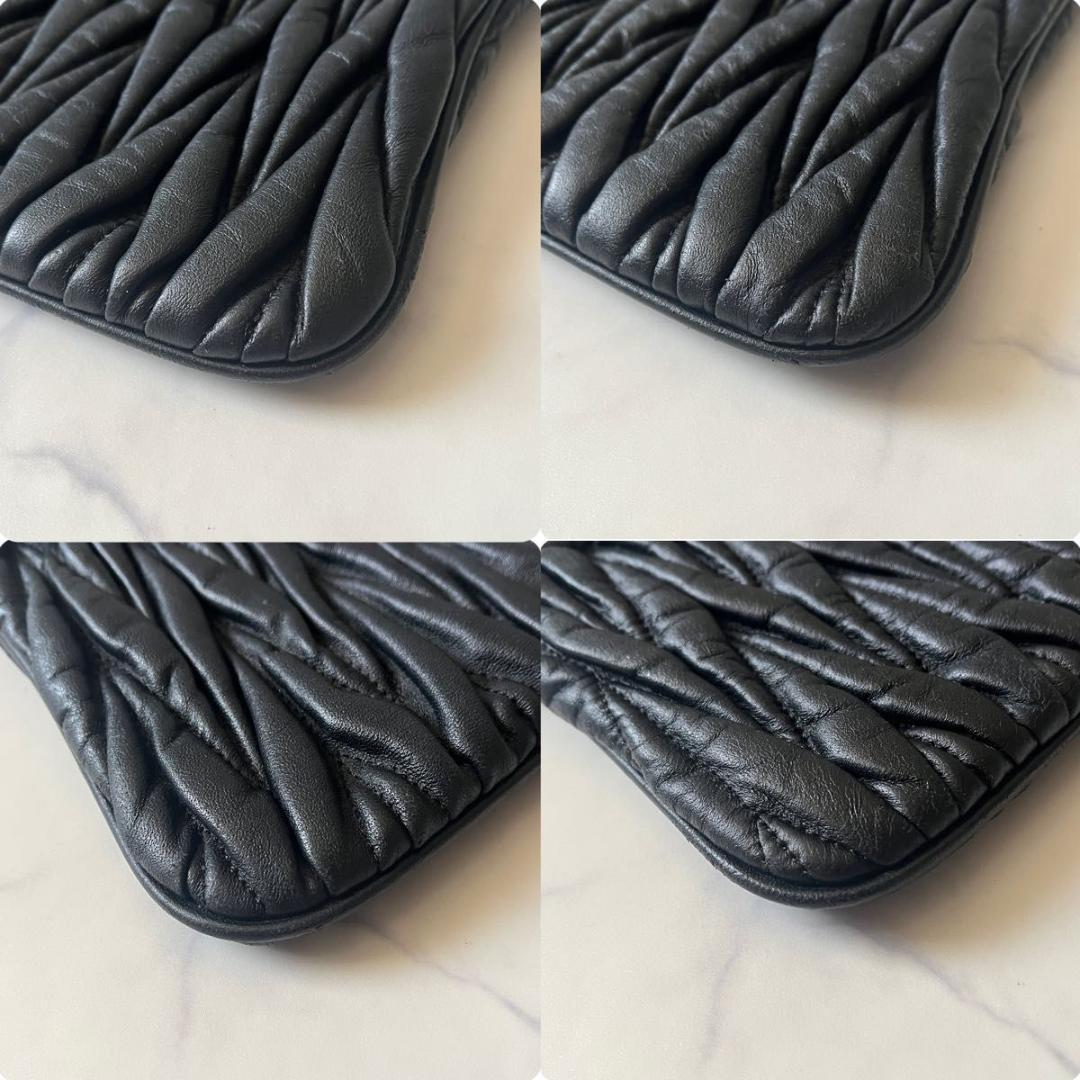 ミュウミュウ マテラッセ クラッチバッグ セカンドバッグ キルティング レザー黒