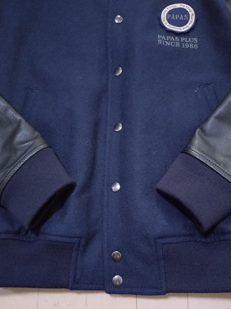 希少美品 パパスプラス スタジャン ネイビー Papas+