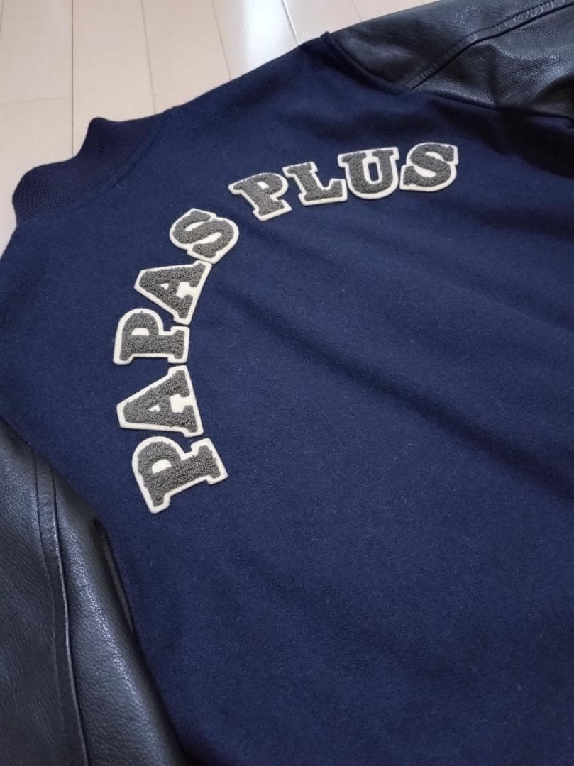 希少美品 パパスプラス スタジャン ネイビー Papas+