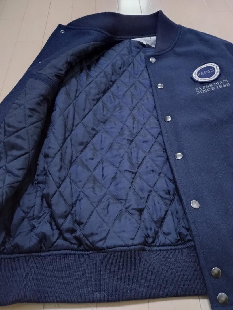 希少美品 パパスプラス スタジャン ネイビー Papas+