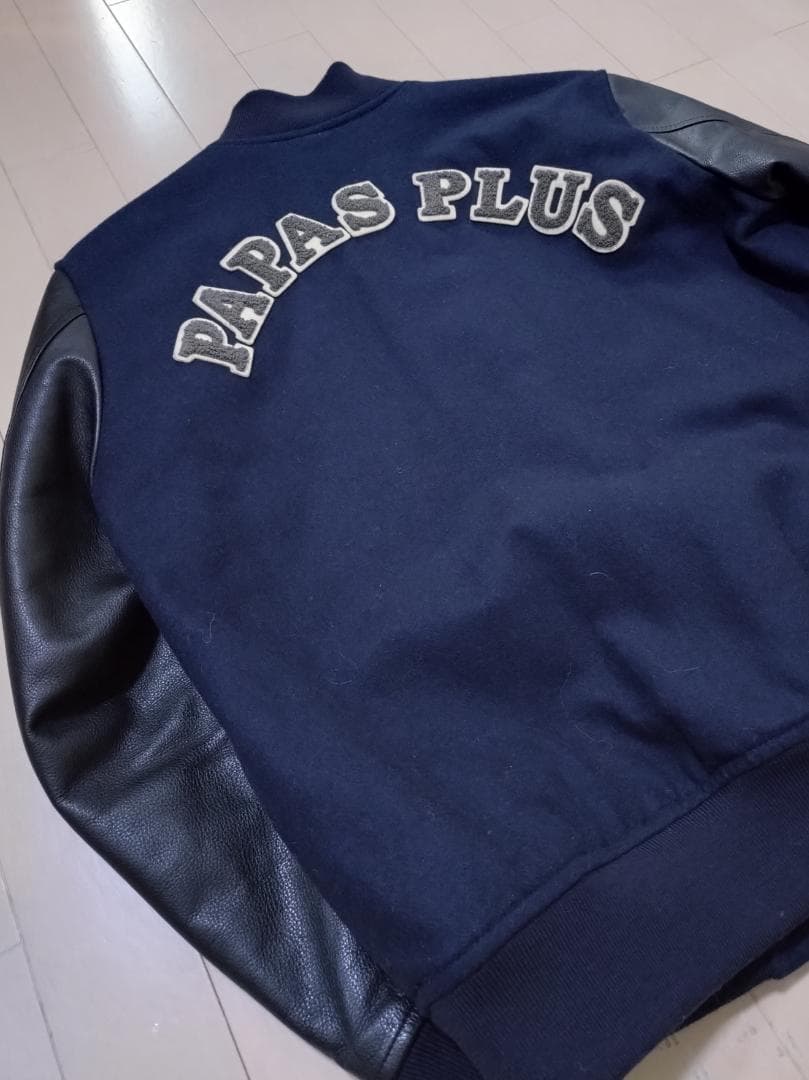 希少美品 パパスプラス スタジャン ネイビー Papas+
