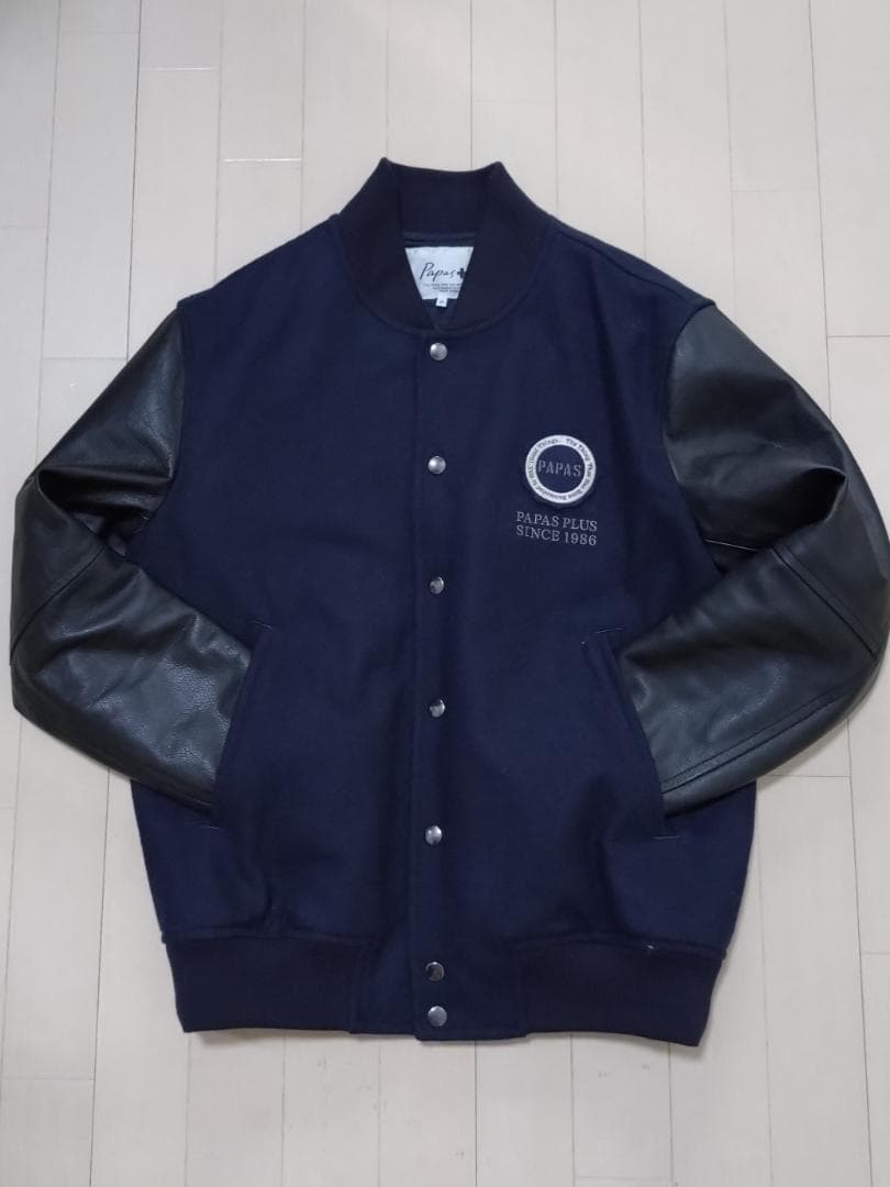 希少美品 パパスプラス スタジャン ネイビー Papas+