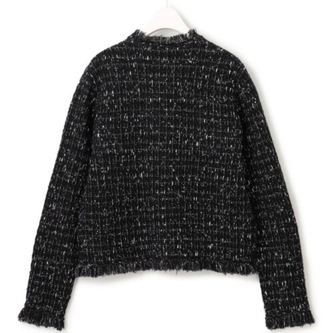 ICB ルレックスニットツイード カーディガンジャケット ブラック×シルバー L