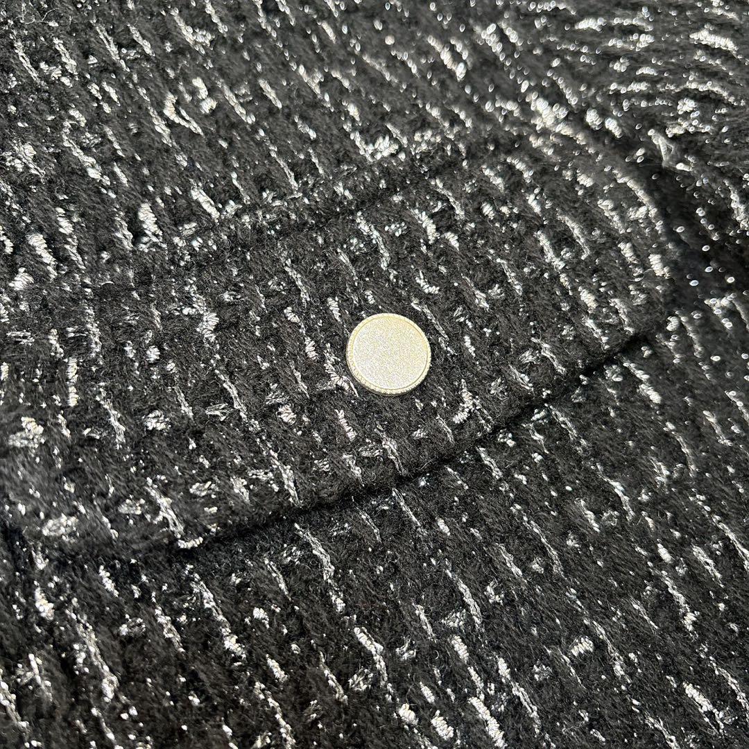 ICB ルレックスニットツイード カーディガンジャケット ブラック×シルバー L