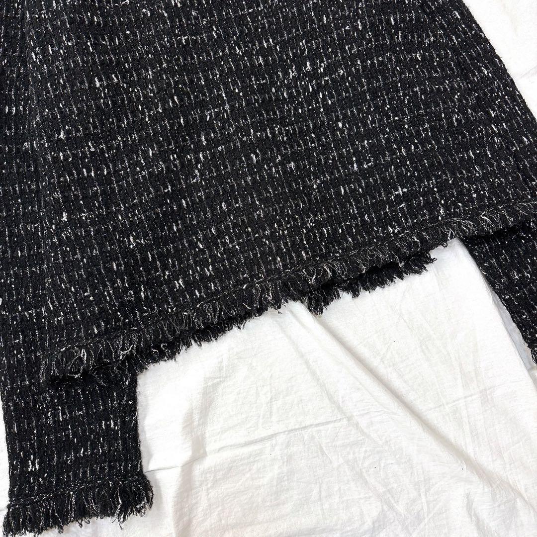 ICB ルレックスニットツイード カーディガンジャケット ブラック×シルバー L