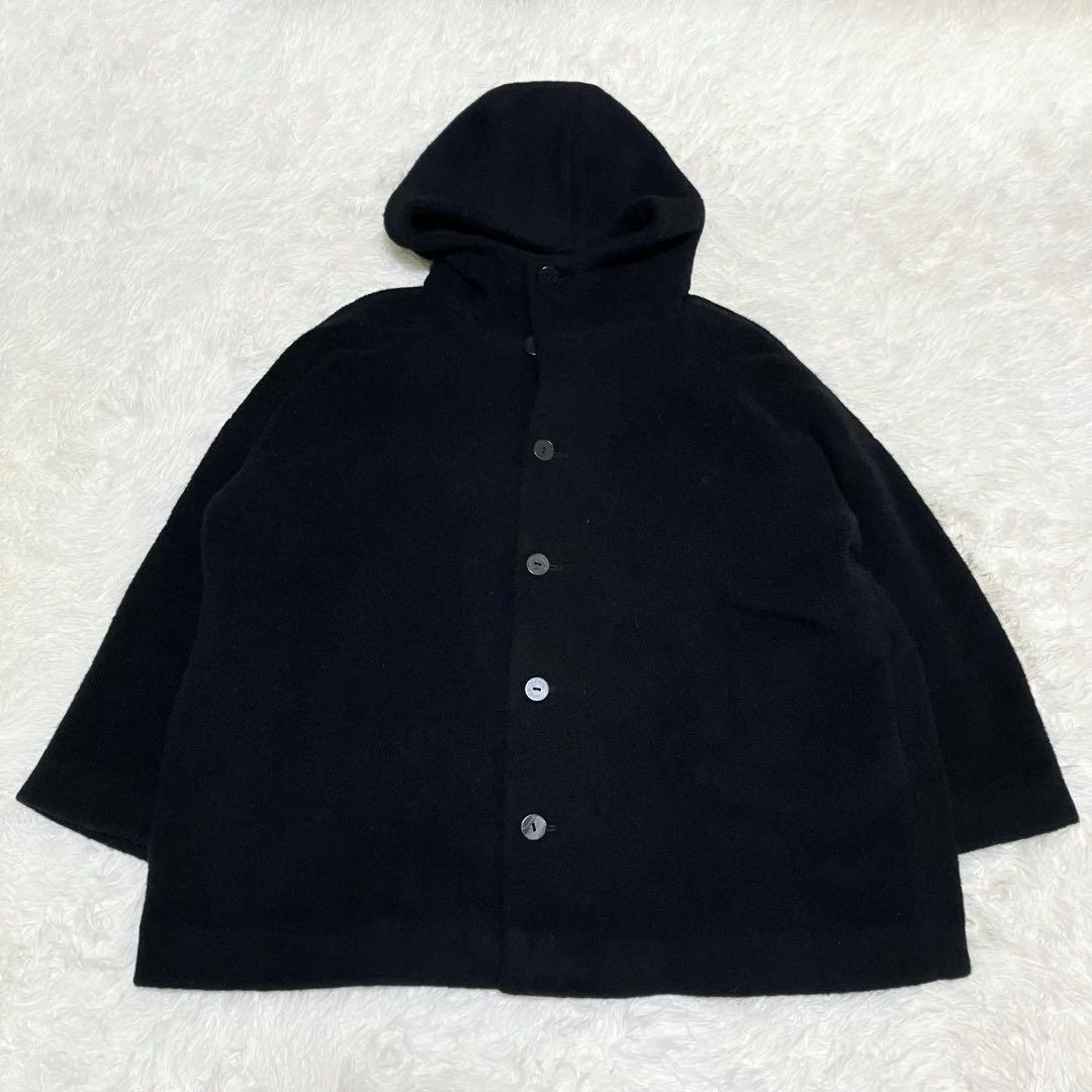 美品 ヨーガンレール フーデットコート ウール 黒 M
