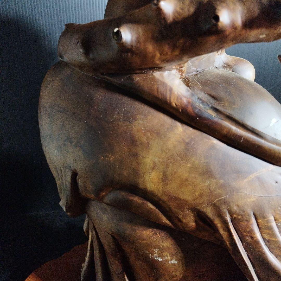 布袋様木彫り彫刻【黄金楠木彫】