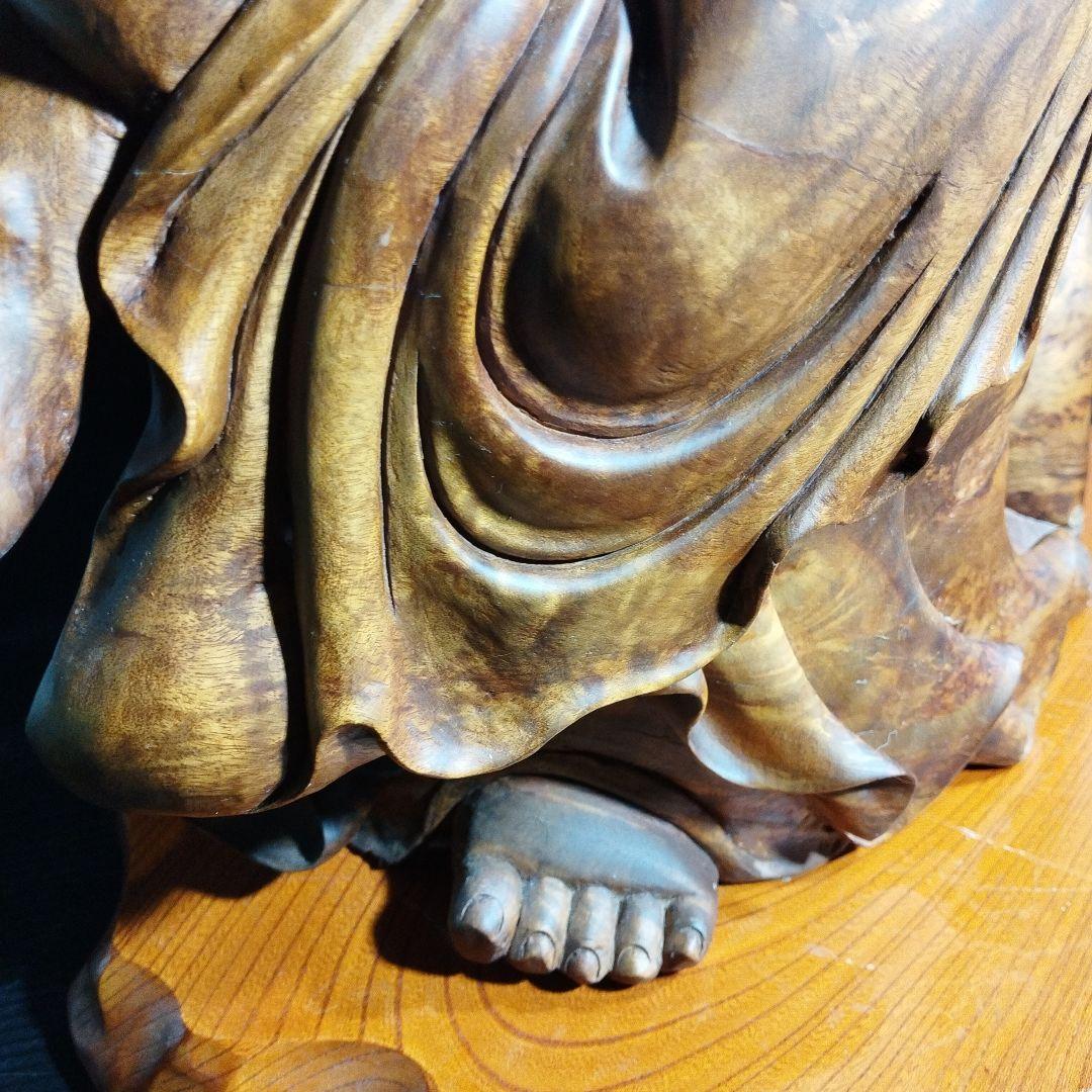 布袋様木彫り彫刻【黄金楠木彫】