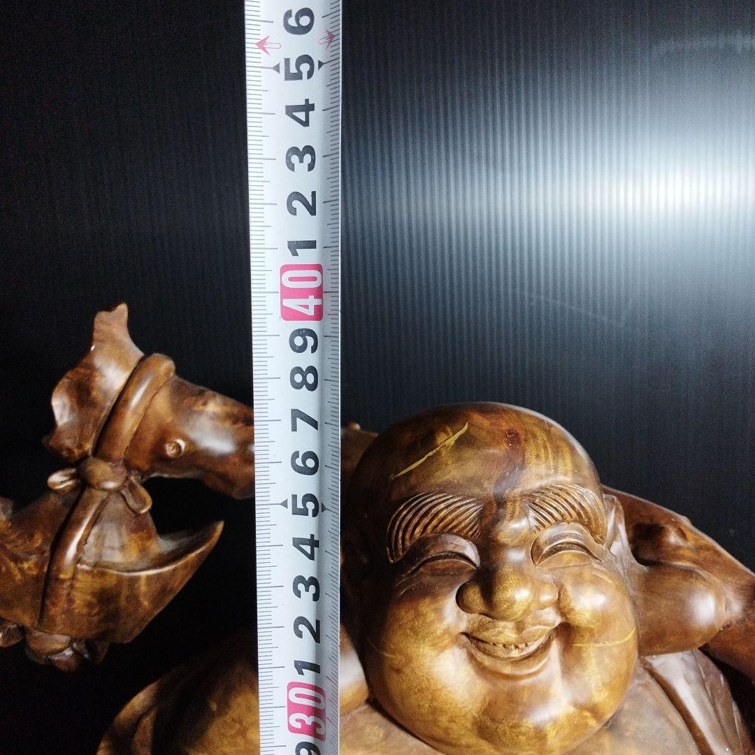 布袋様木彫り彫刻【黄金楠木彫】