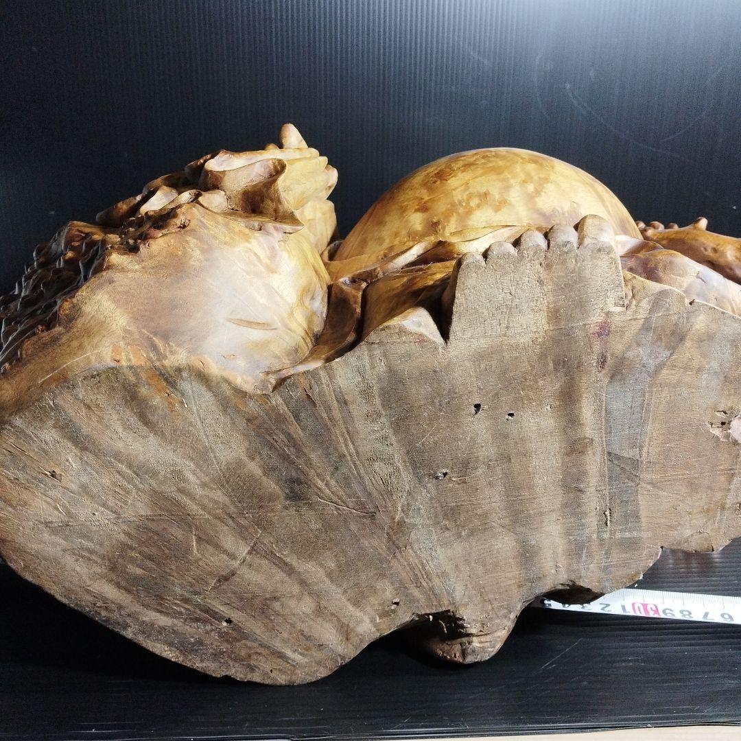 布袋様木彫り彫刻【黄金楠木彫】