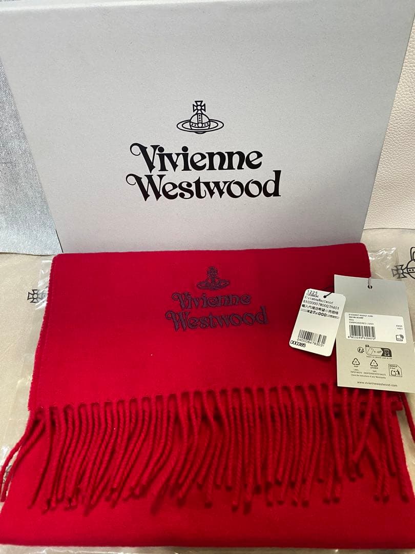 新品未使用 Vivienne Westwood 赤 フリンジ マフラー