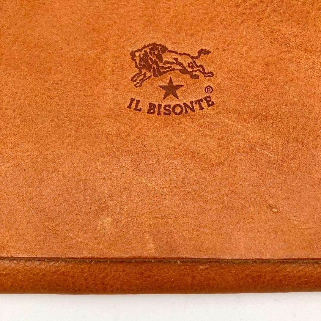 美品　イルビゾンテ　ショルダーバッグ　レザー　シボ革　ロゴ刻印　ブラウン