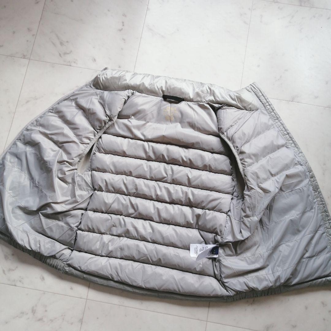 美品 ラルフローレン ポニー刺繍 ダウンベスト スタンドカラー グレー