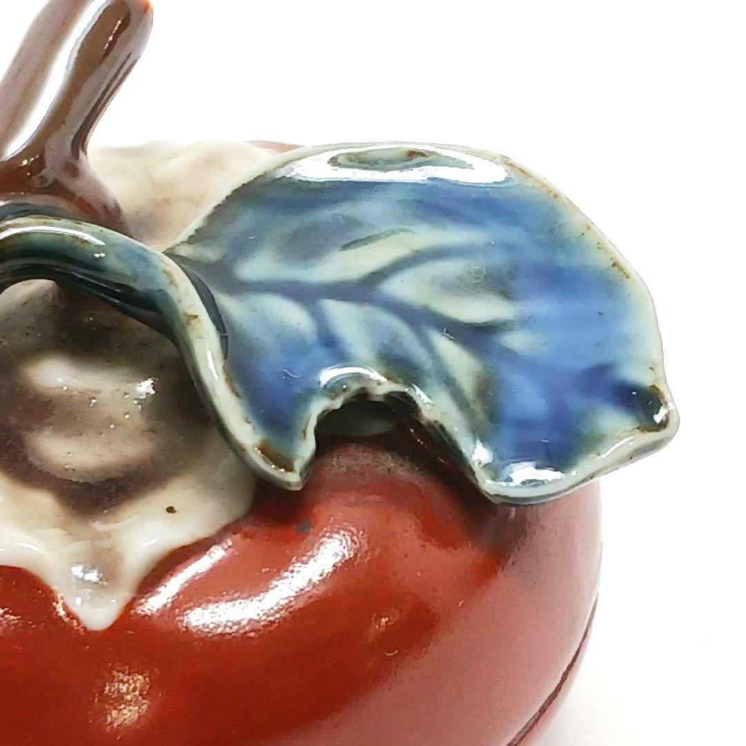 Y3117-2 酒井田柿右衛門 染錦柿形 香合 角福印 箱　の