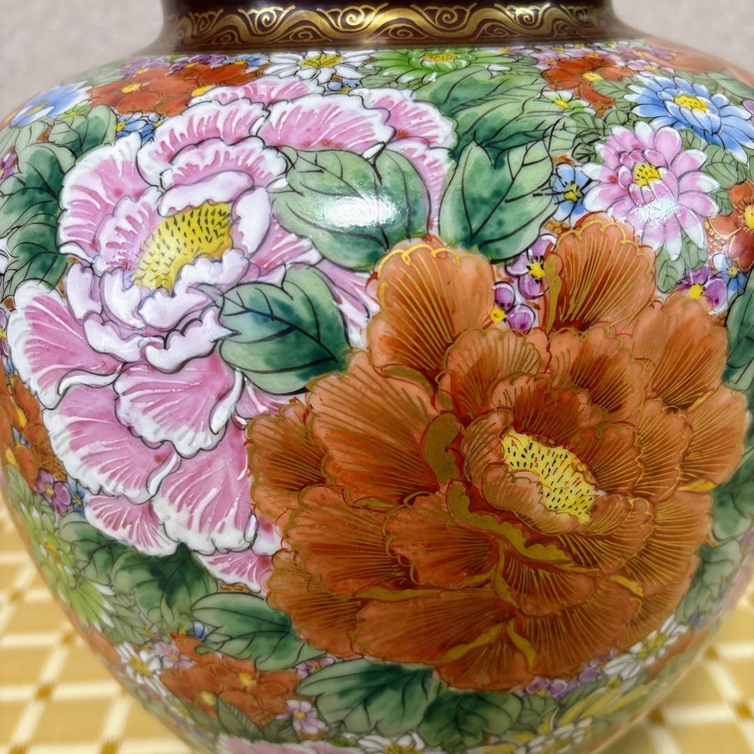 九谷焼　錦苑窯　花詰　金彩　8号花瓶　花瓶　花器　フラワーベース