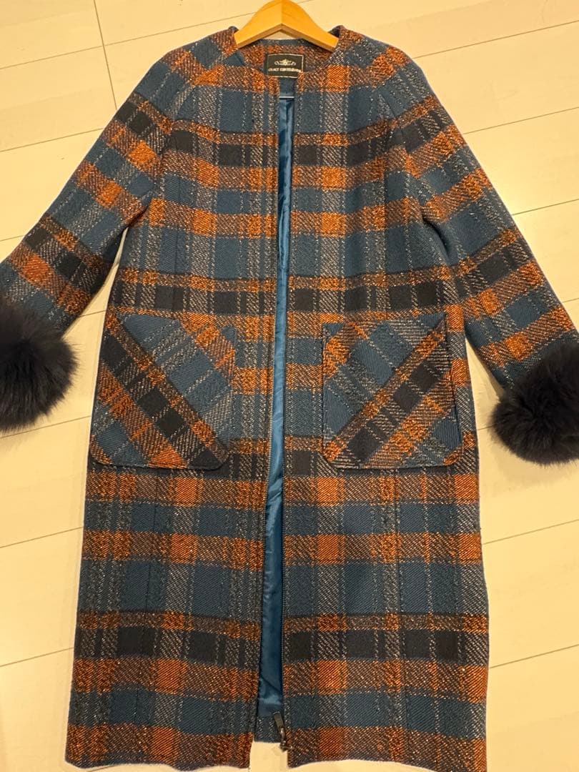 グレースコンチネンタル ラメチェックジャガードコート