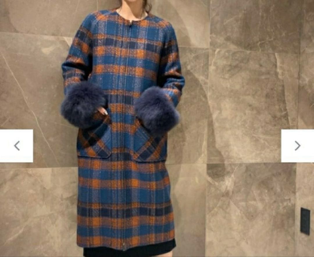 グレースコンチネンタル ラメチェックジャガードコート