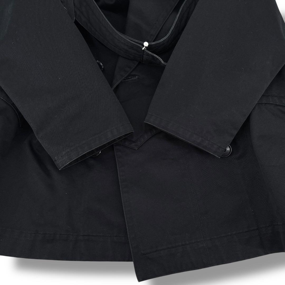 希少】ヨウジヤマモト コットン トレンチコート 変形 　モッズコート　黒