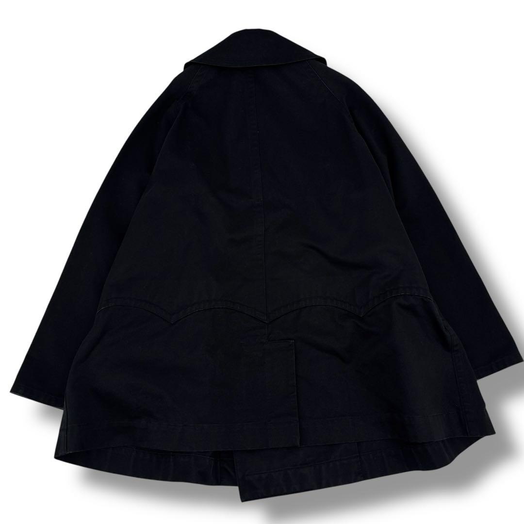 希少】ヨウジヤマモト コットン トレンチコート 変形 　モッズコート　黒