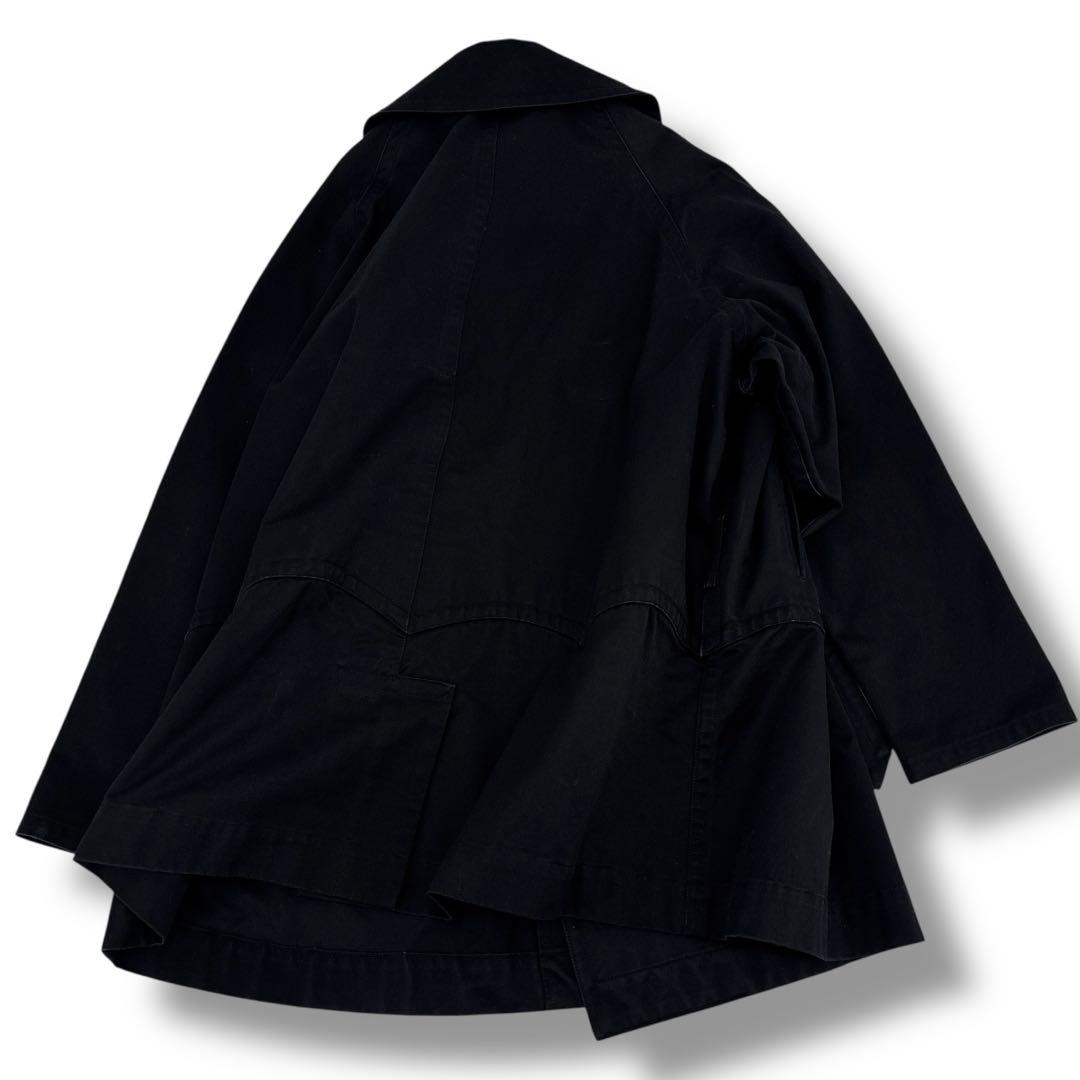 希少】ヨウジヤマモト コットン トレンチコート 変形 　モッズコート　黒