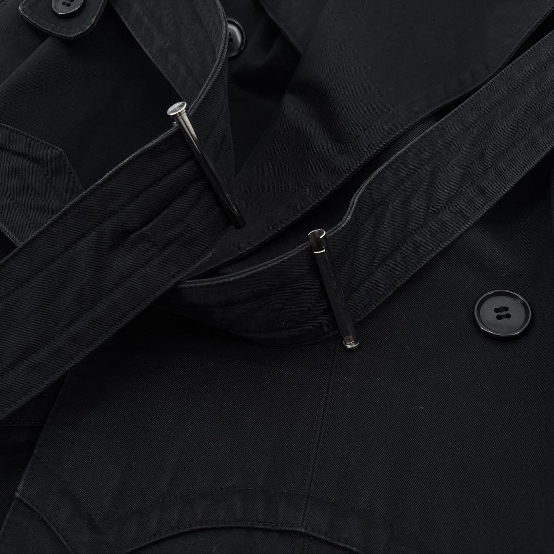 希少】ヨウジヤマモト コットン トレンチコート 変形 　モッズコート　黒