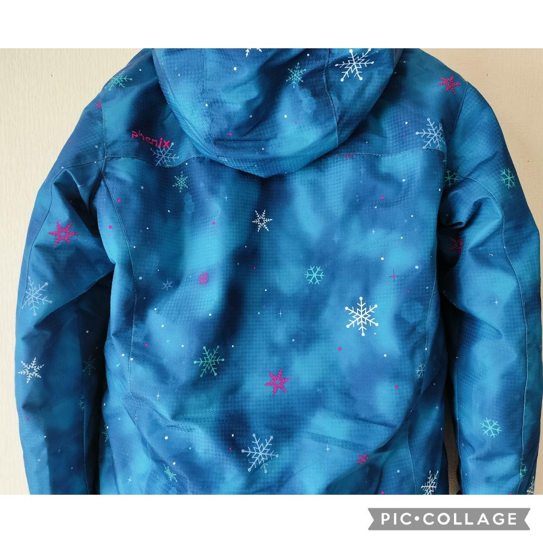 美品　Phenix　スキーウェア　女の子150 140　雪結晶ブルー×ピンク上下