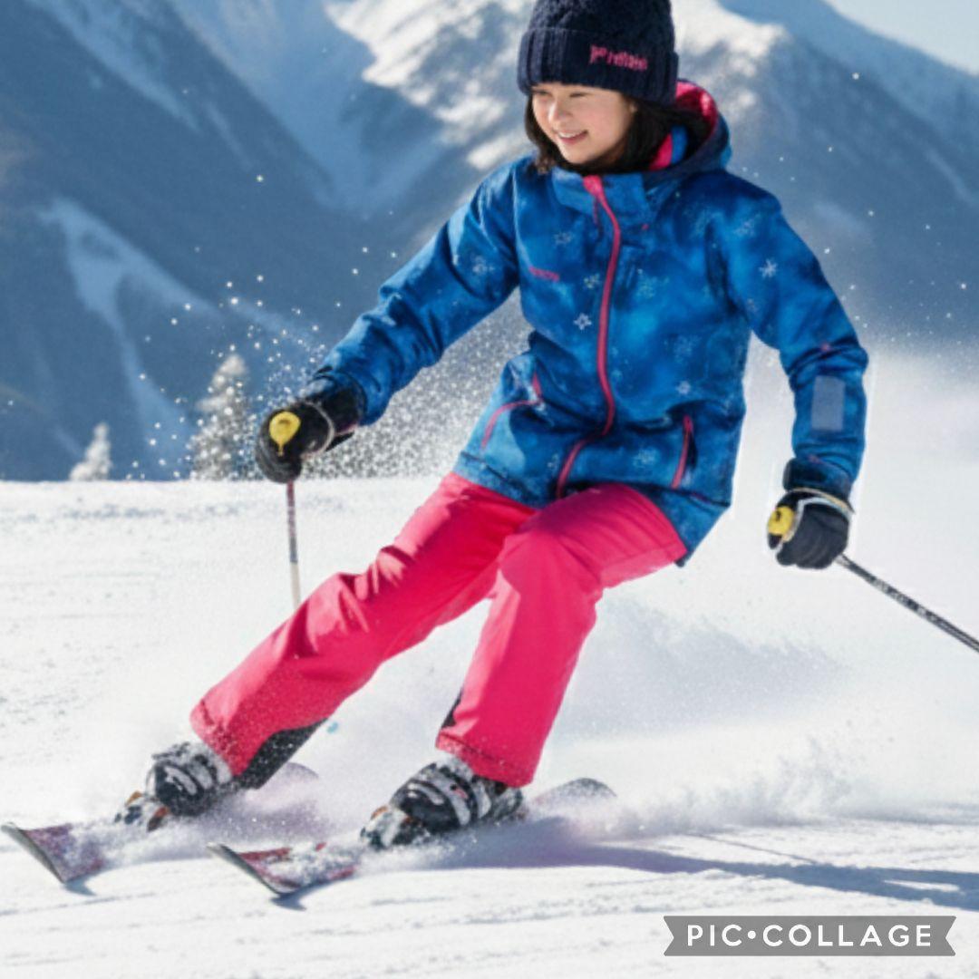 美品　Phenix　スキーウェア　女の子150 140　雪結晶ブルー×ピンク上下