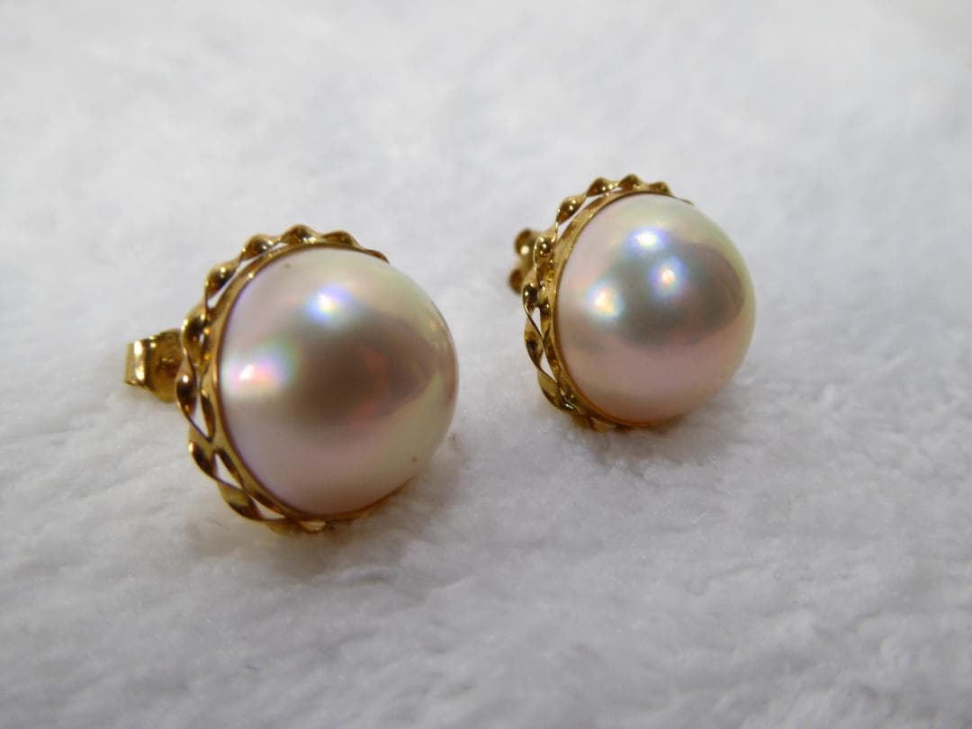 K18　マベパール　ピアス　テリ良し　総重量5.2g　18A