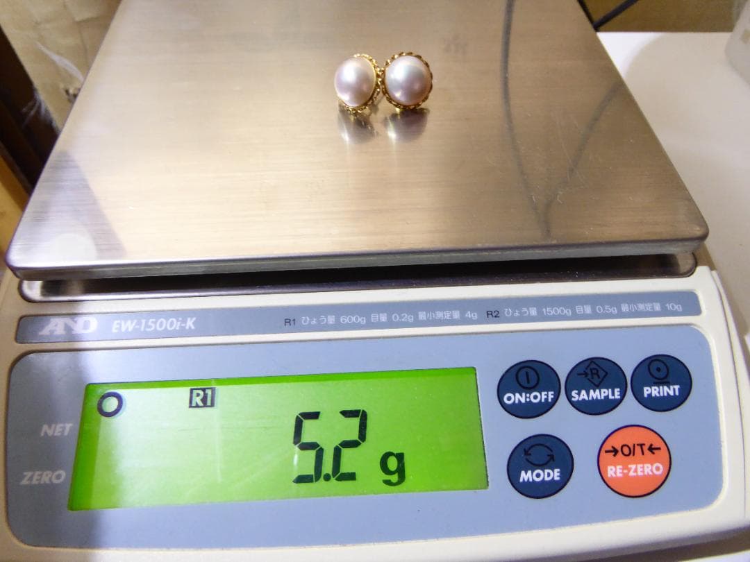 K18　マベパール　ピアス　テリ良し　総重量5.2g　18A