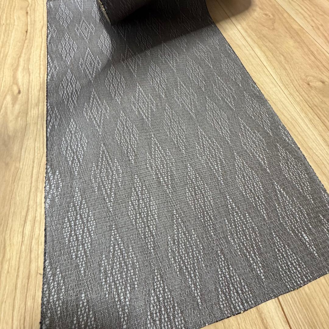 未使用品　正絹　全通　袋帯　着物　448 ひなや　グレー　黒　白　金　組紐