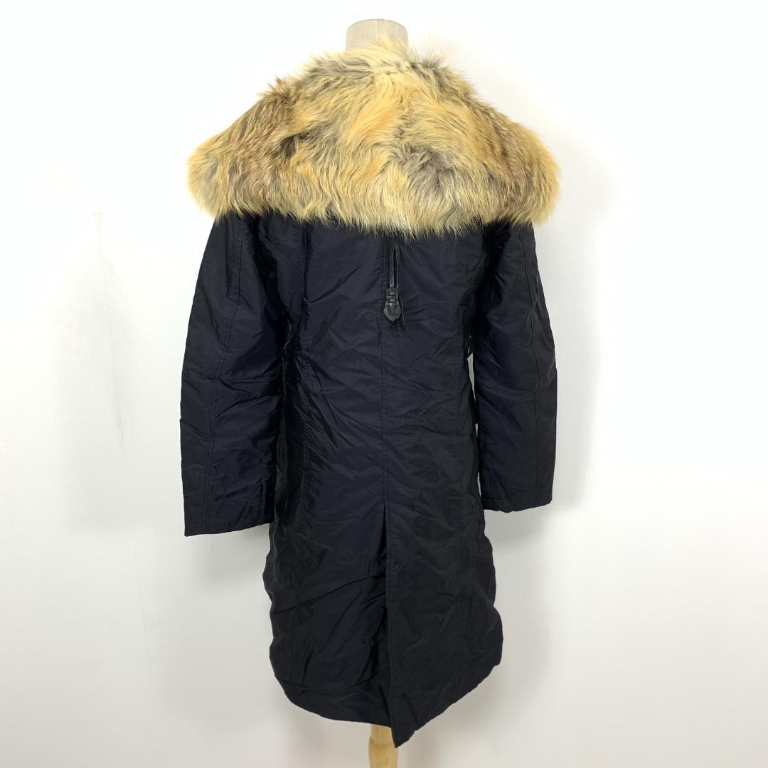 LA8951 エルマンノシェルビーノ ロングコート 黒 ナイロン 46