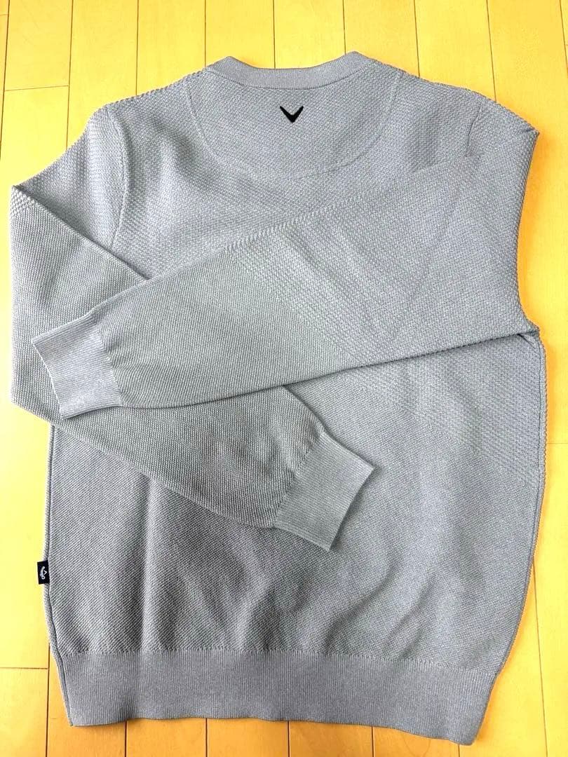 超美品Callaway（キャロウェイ） カノコ編みクルーネックニット （グレー）