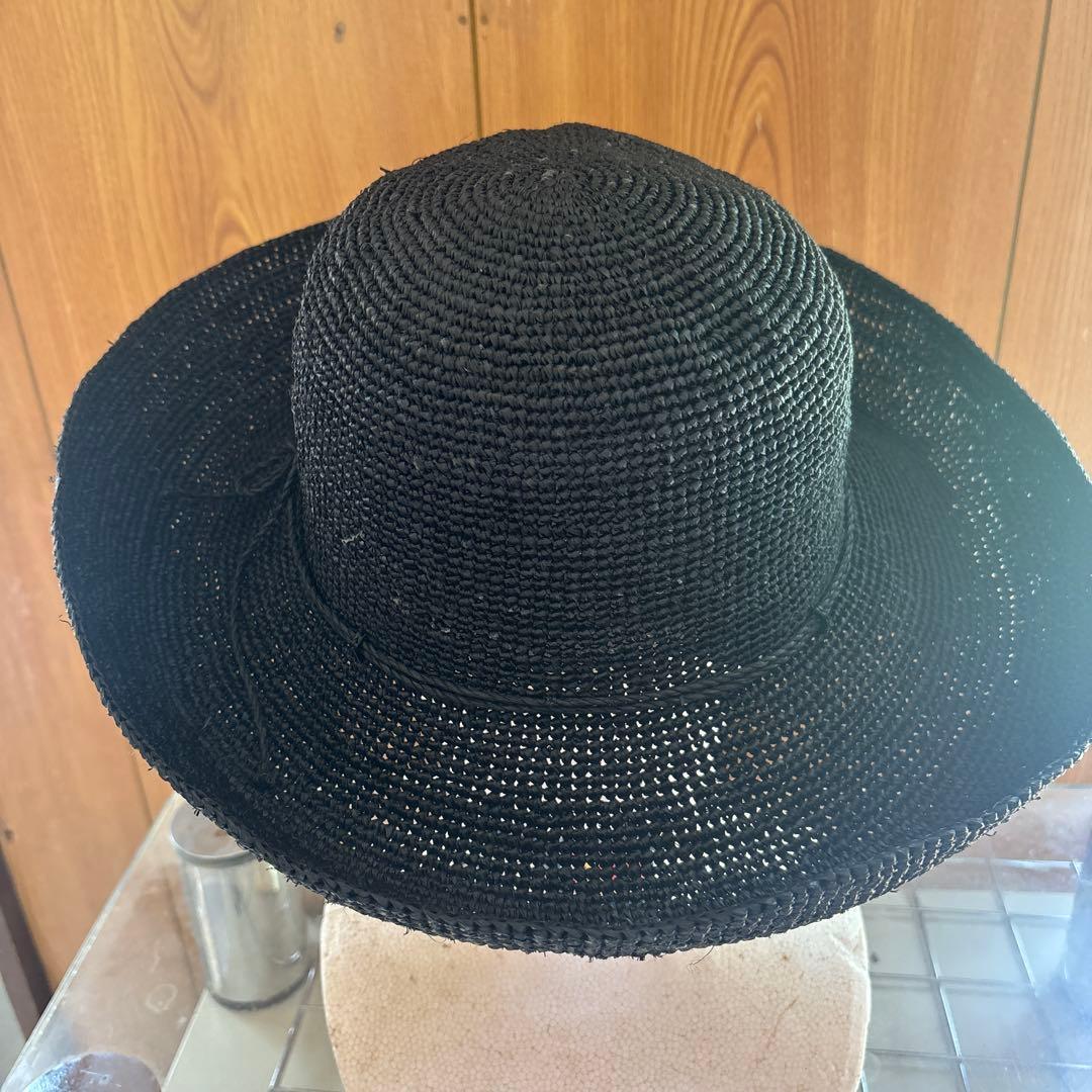 ヘレンカミンスキー 帽子　カンカン帽　麦わら帽子　黒