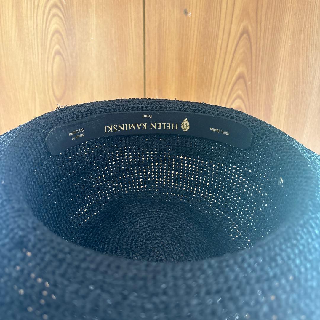 ヘレンカミンスキー 帽子　カンカン帽　麦わら帽子　黒