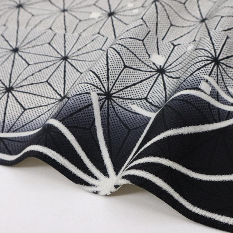 《長尺■訪問着◆大小麻の葉染分け■作家落款有■白黒◆袷正絹着物◆SB11-8》