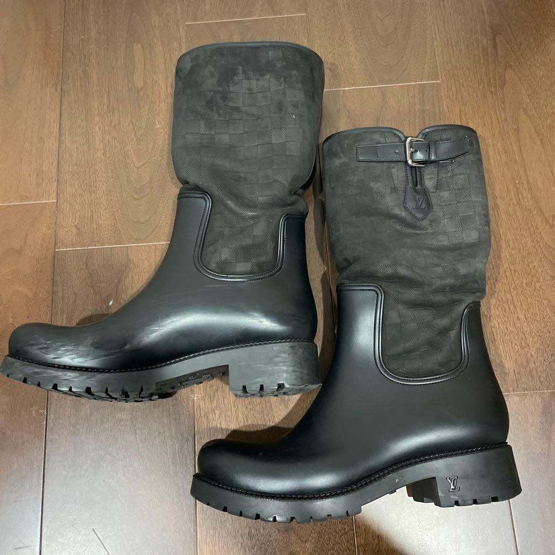 ルイヴィトン ダミエ グラフィット エンジニアブーツ 長靴 レインブーツ ラバー
