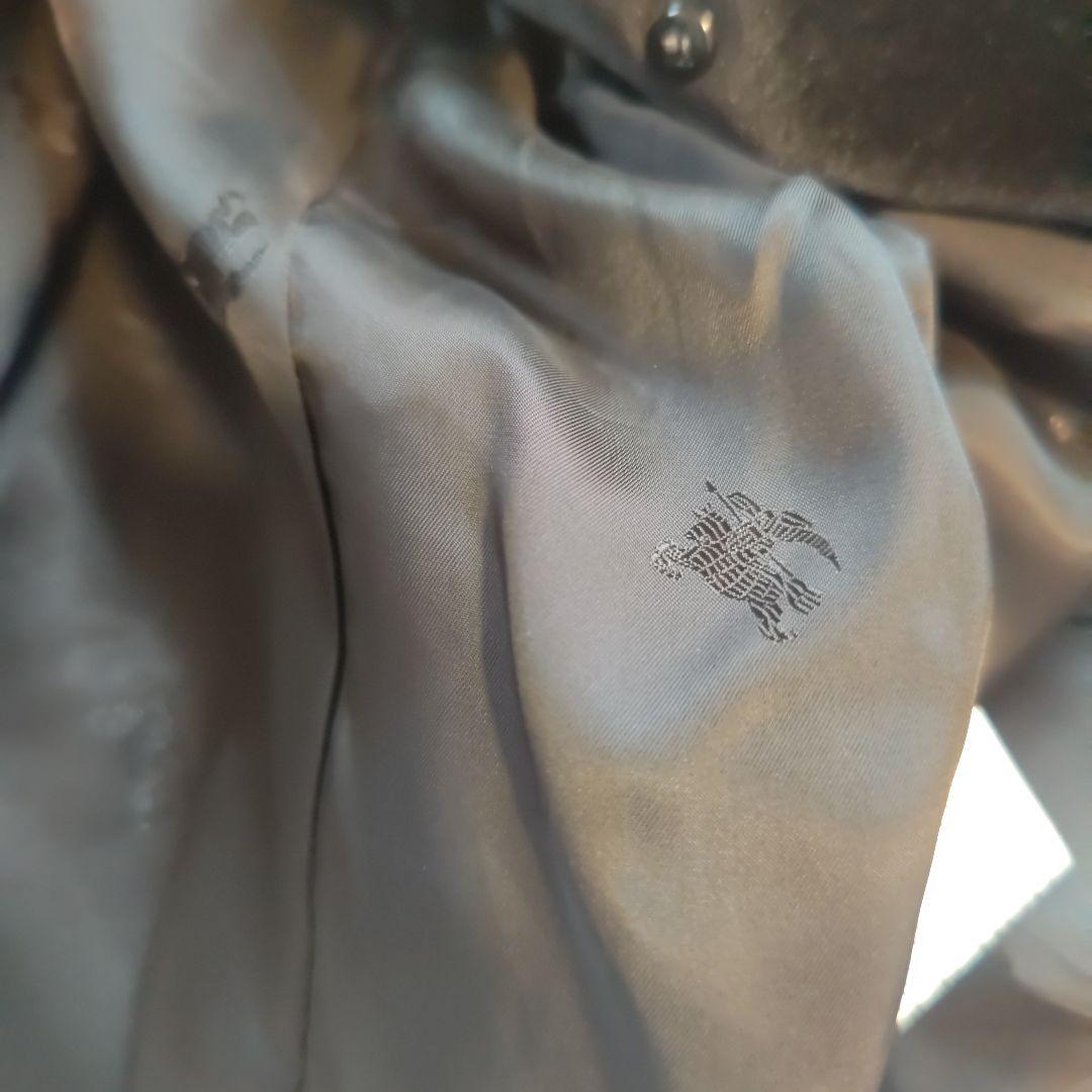 希少 極美品 BURBERRY シルクベルベット ロングコート 黒