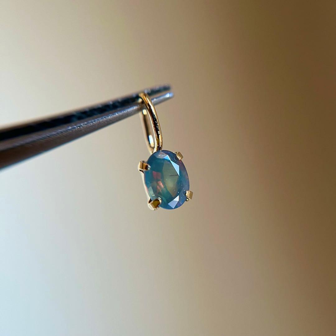 K18 天然石アレキサンドライトoval希少　レア　ペンダントトップ18金 2